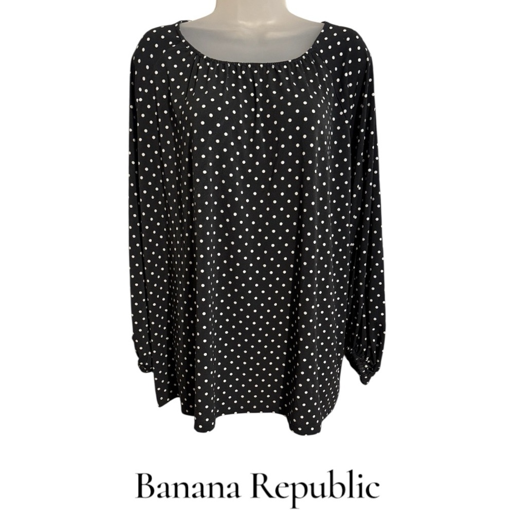 Banana Republic Dark Gray Polka Dot Blouse   XLARGE  #F